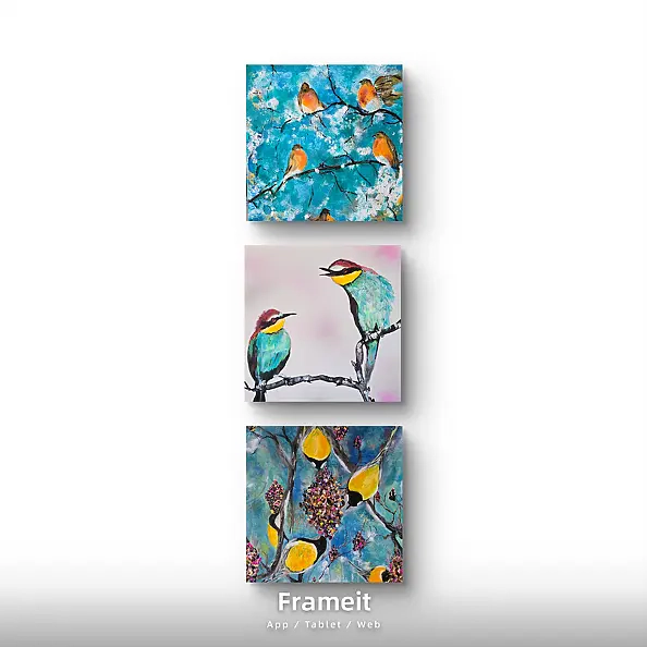 Ewa Mościszko - Composition d'oiseaux sur toile