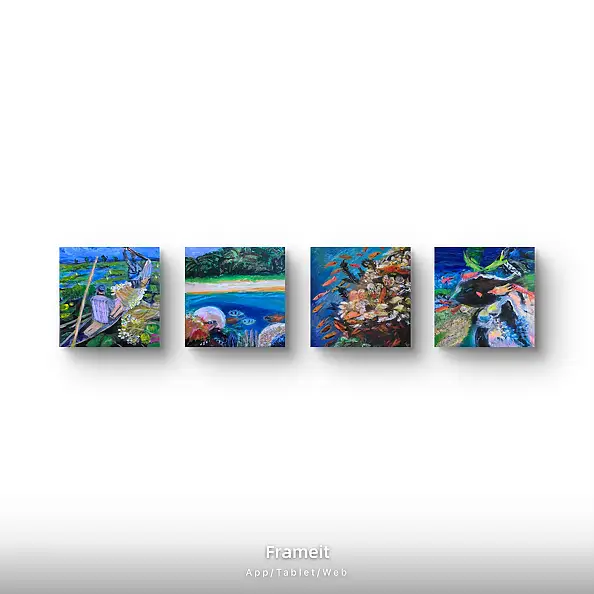 Krystyna Mościszko, Kompozycja underwater , Obraz akrylowy - płótno, 40 x 40