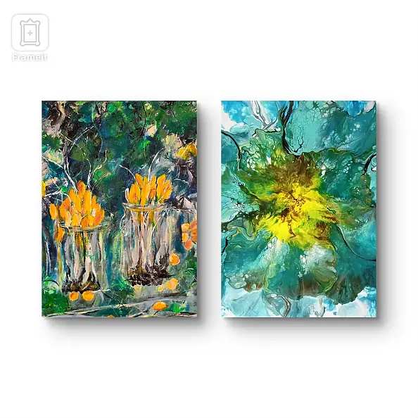 Ewa Mościszko - Spring composition on canvas, 30x40x1cm each