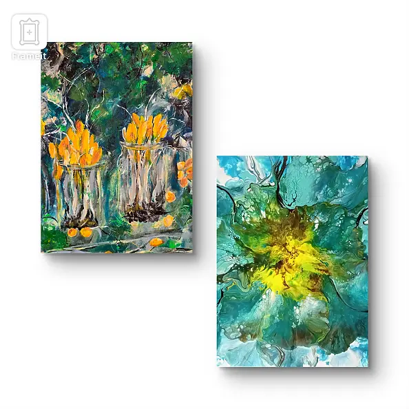 Ewa Mościszko - Spring composition on canvas, 30x40x1cm each