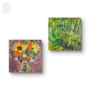 Ewa Mościszko - Spring composition on canvas, 40x40x2 cm