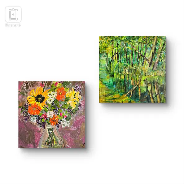 Ewa Mościszko - Spring composition on canvas, 40x40x2 cm