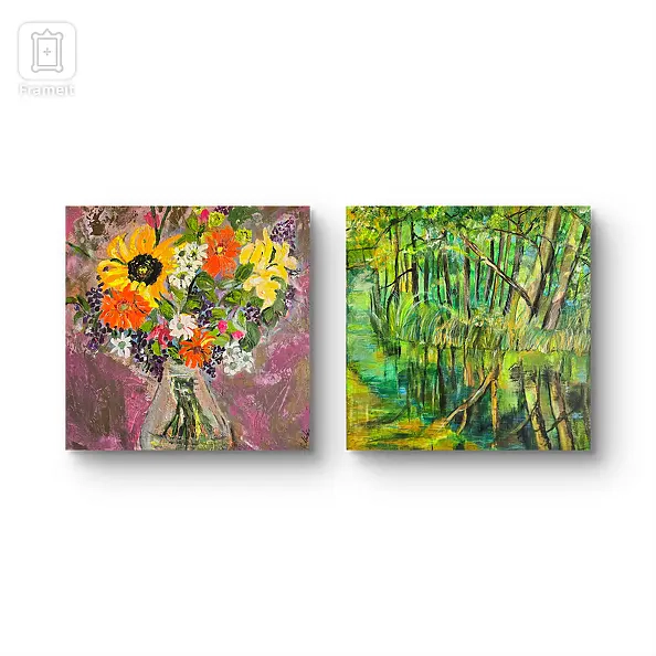 Ewa Mościszko - Spring composition on canvas, 40x40x2 cm