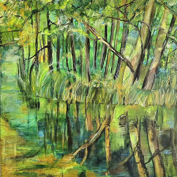 Ewa Mościszko - Spring composition on canvas, 40x40x2 cm