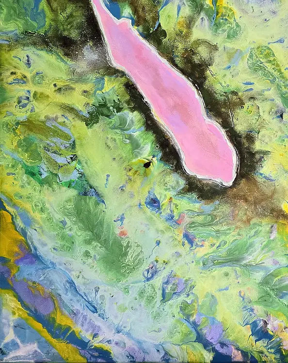 Ewa Mościszko - Kompozycja prac na płótnie,  Hillier- Whitsunday i bukowe zauroczenie,  50x40x2 cm.