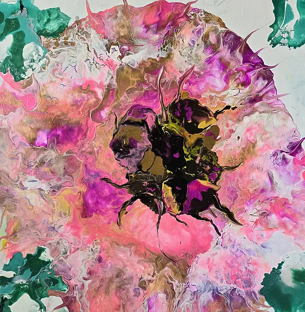 Ewa Mościszko - Kompozycja wiosenna na płótnie,  40x40x2 kazdy.