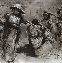 Dominik Woźniak, Состав одиннадцати человек, Пастель - , 150 x 70
