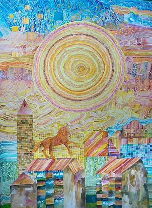   - Koń na dachu w Dubrowniku . Akwarela, 100x70cm