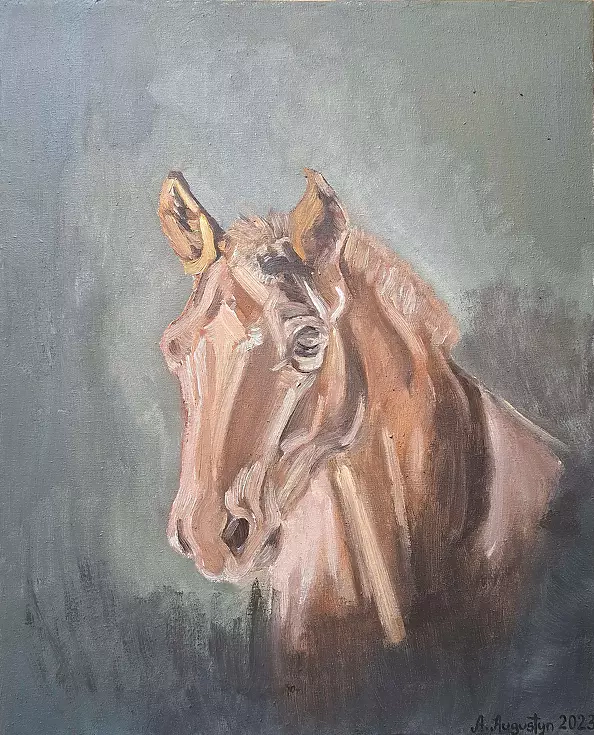 Amelia Augustyn - Koń na zielonym tle 