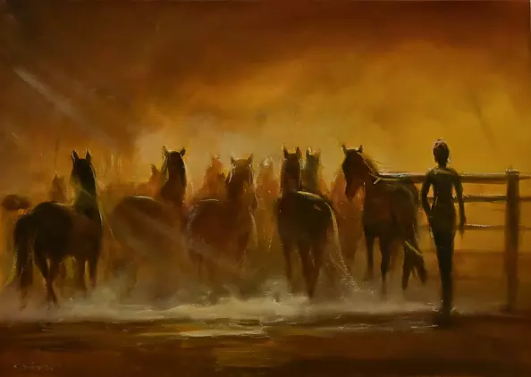 Krzysztof Kloskowski - Horses - morning in the stud