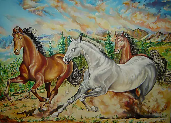 Zenon Gleń - Horses in gallop