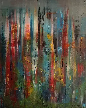 Marta Milewska, Ende des Sommers, Acrylgemälde - Leinwand, 40 x 50