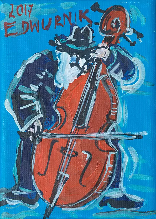 Edward Dwurnik - Double bass player (blue)
