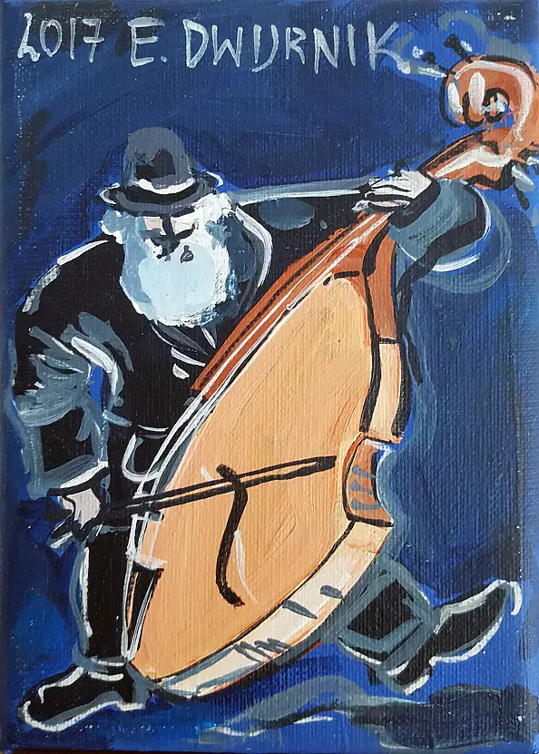Edward Dwurnik - Double bass player (blue)
