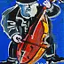 Edward Dwurnik - Double bass player (sapphire) - OIL PAINTING