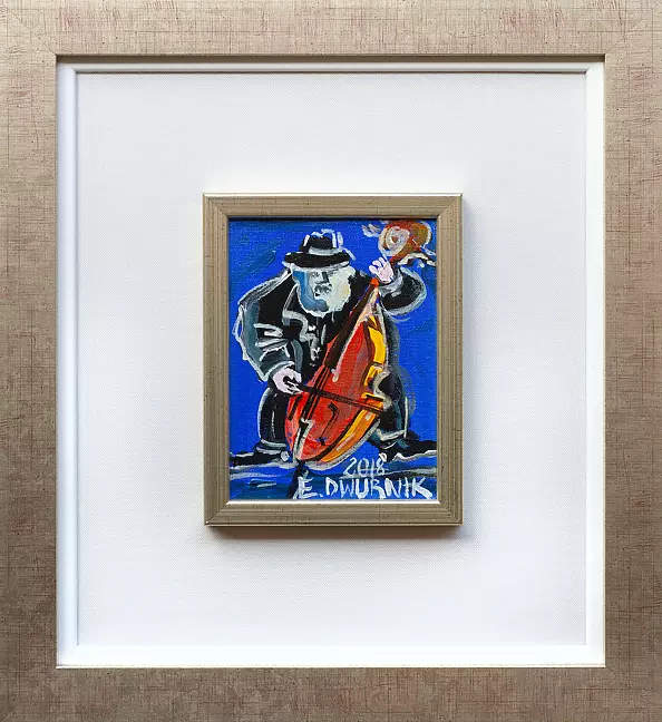 Edward Dwurnik - Kontrabasista (szafirowy) - OBRAZ OLEJNY