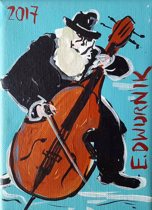 Edward Dwurnik - Double bass player (turquoise)