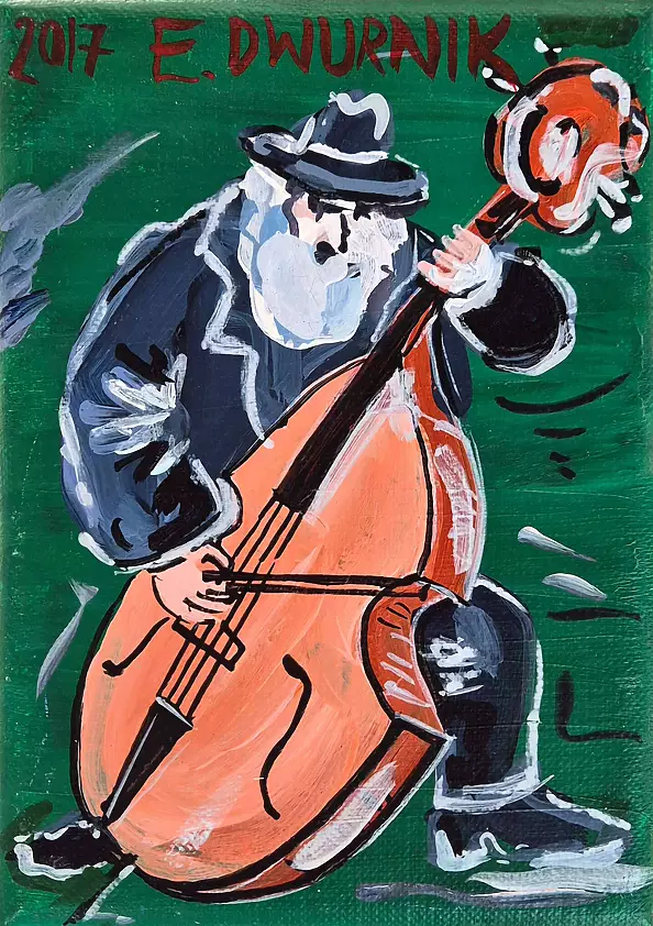 Edward Dwurnik - Double bass player (green)