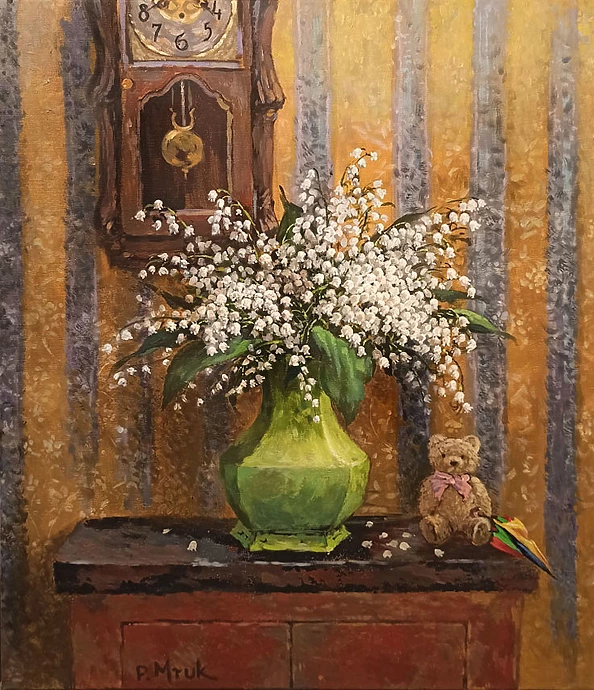 Piotr Mruk - Konwalie w zielonym wazonie.