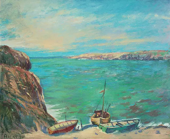 . FLORIAN -  Korfu, łodzie przy skale