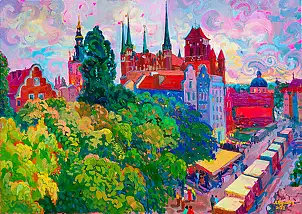 Anastasiia Kurkova, Korona Gdańska, Obraz olejny - płótno, 70 x 50