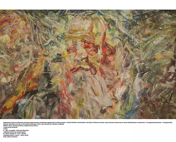 Eryk Maler - Old man, three portraits, 60x120, 2021