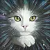 Luba Santkiewicz, Kosmische Beobachterkatze, Acrylgemälde - Leinwand, 40 x 40