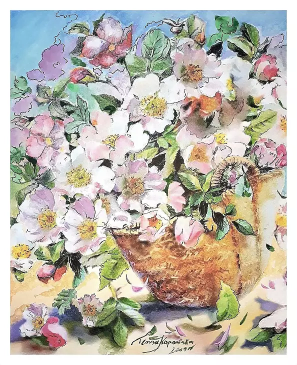 Teresa Kopańska - A basket of wild roses