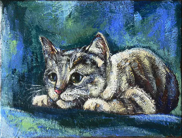 Krystyna PALCZEWSKA - Cat crouching