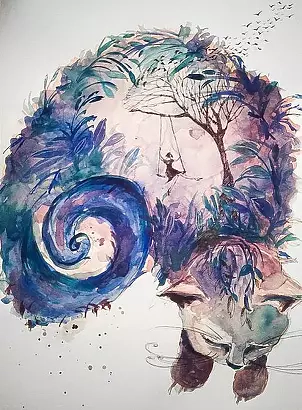 Adriana Laube - The cat curled