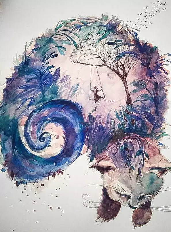 Adriana Laube - The cat curled