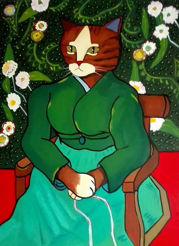 Aleksander Poroh - Chat. Tableau inspiré de l'oeuvre de Vincent van Gogh