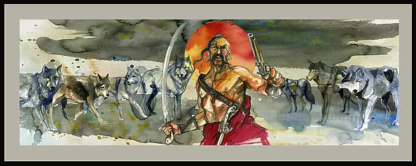 Rafał Roskowiński - Cossack and the wolves