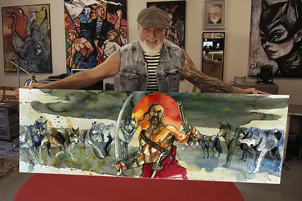 Rafał Roskowiński - Cossack and the wolves