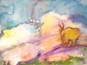 Marzena Salwowska, Des chèvres qui ont atteint des niveaux élevés.../4, Aquarelle, Glacis - papier, 48 x 36