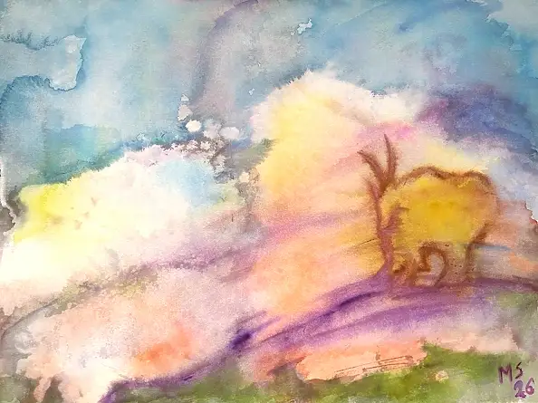 Marzena Salwowska, Des chèvres qui ont atteint des niveaux élevés.../4, Aquarelle, Glacis - papier, 48 x 36