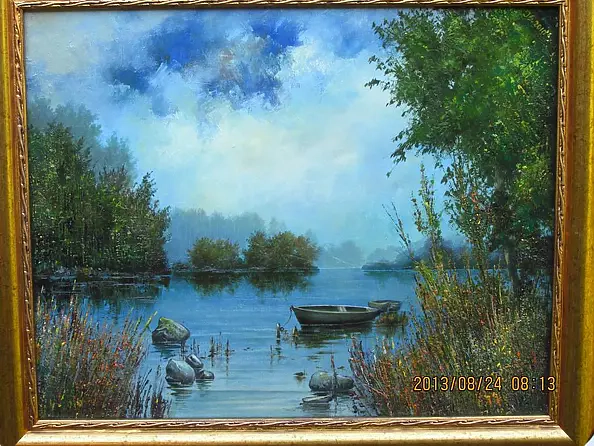 Jacek Stryjewski - Landscape with boats Mazury