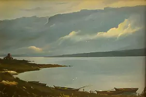   - Evening landscape with boats