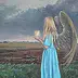 Sabina Salamon - Paesaggio con angelo 60x40 olio su tela