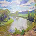 Marcin Stępniowski, Landscape with a river, Oil painting - board, 100 x 80