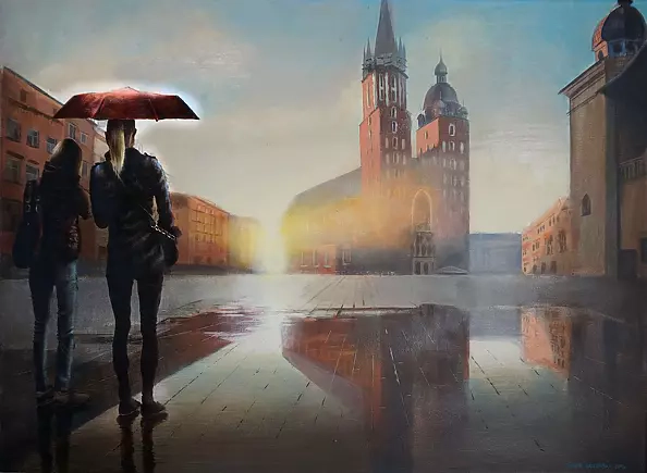 Jacek Łoziński - Krakow Market Square in the morning