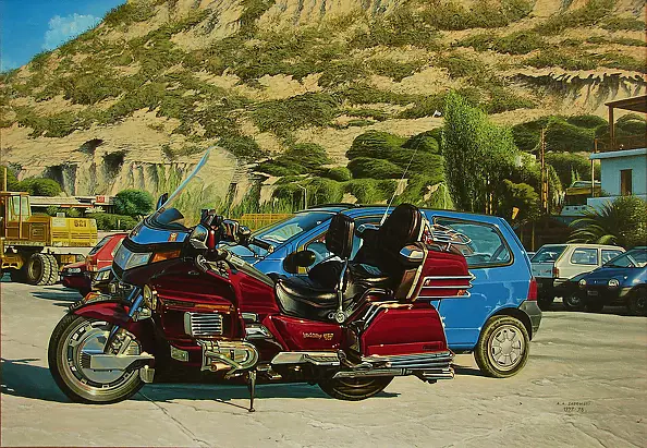 Andrzej A Sadowski - Kreta - Matala parking - czerwona Honda Goldwing
