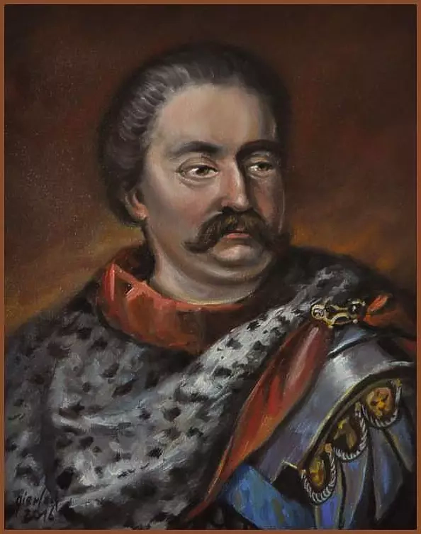 Damian Gierlach - Król Jan III Sobieski olej na płótnie 24x30cm GIERLACH