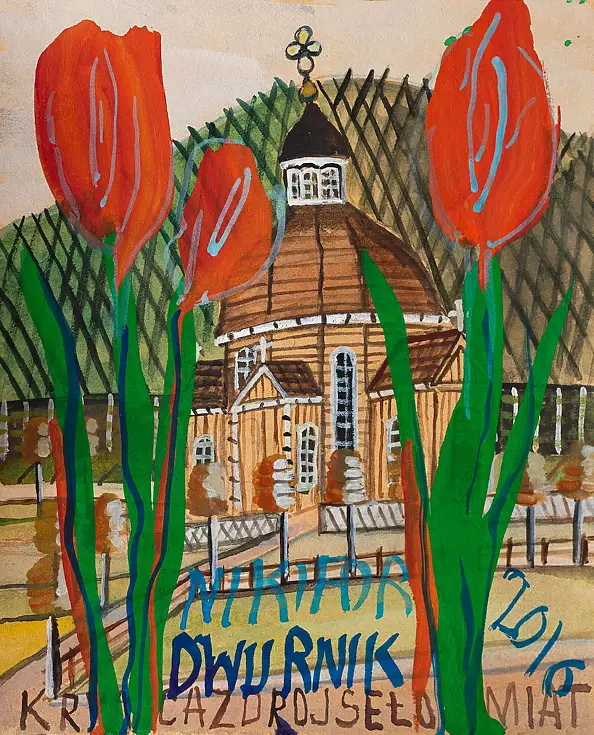 Edward Dwurnik - Krynica-Zdrój / Tulips - from the Nikifor / Dwurnik series - AKWARELA