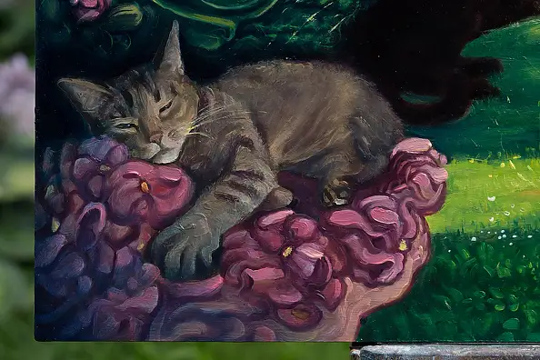 Wojciech Pater, Kryształ Przemian Mistrza Siu-Uo – Przemiana Trzecia - Przejście między Ogrodami przez Przedgórze Sudeckie, Obraz olejny - płyta, 80 x 60