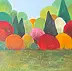 Barbara Przyborowska, Shrubs in the garden II, Acrylic painting, Oil painting, Mixed media - canvas, 70 x 50