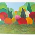 Barbara Przyborowska, Shrubs in the garden II, Acrylic painting, Oil painting, Mixed media - canvas, 70 x 50