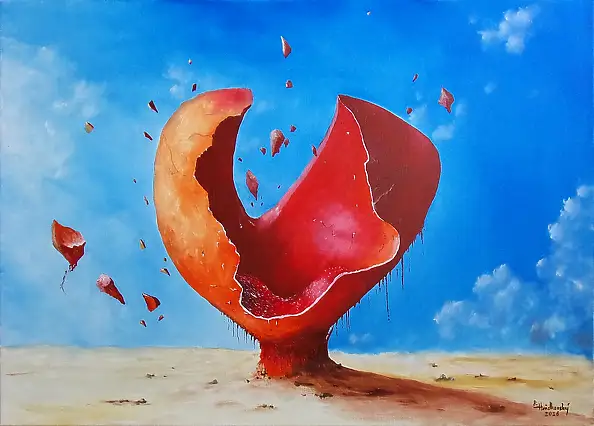 Roman Hnedkovsky, Scream, Oil painting - canvas, 70 x 50