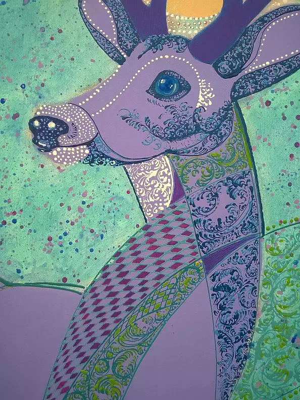 Krzysztof Trzaska - Krzysztof Trzaska, obraz Fiołkowy jeleń, akryl/płótno, 70x50 cm