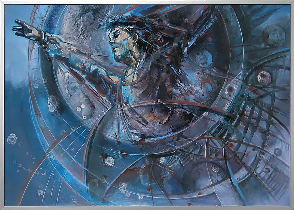 Krzysztof Trzaska - Krzysztof Trzaska, painting "Titan's Flight", oil / plate, 50x70, 2014
